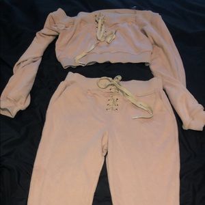 2 piece crop sweatsuit